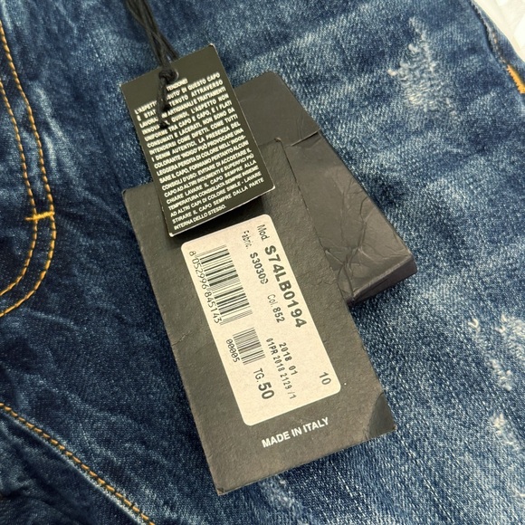 DSQUARED2 BLUE DISTRESSED ANCHOR DETAIL SLIM FIT TIDY BIKER JEANS - Picture 9 of 12